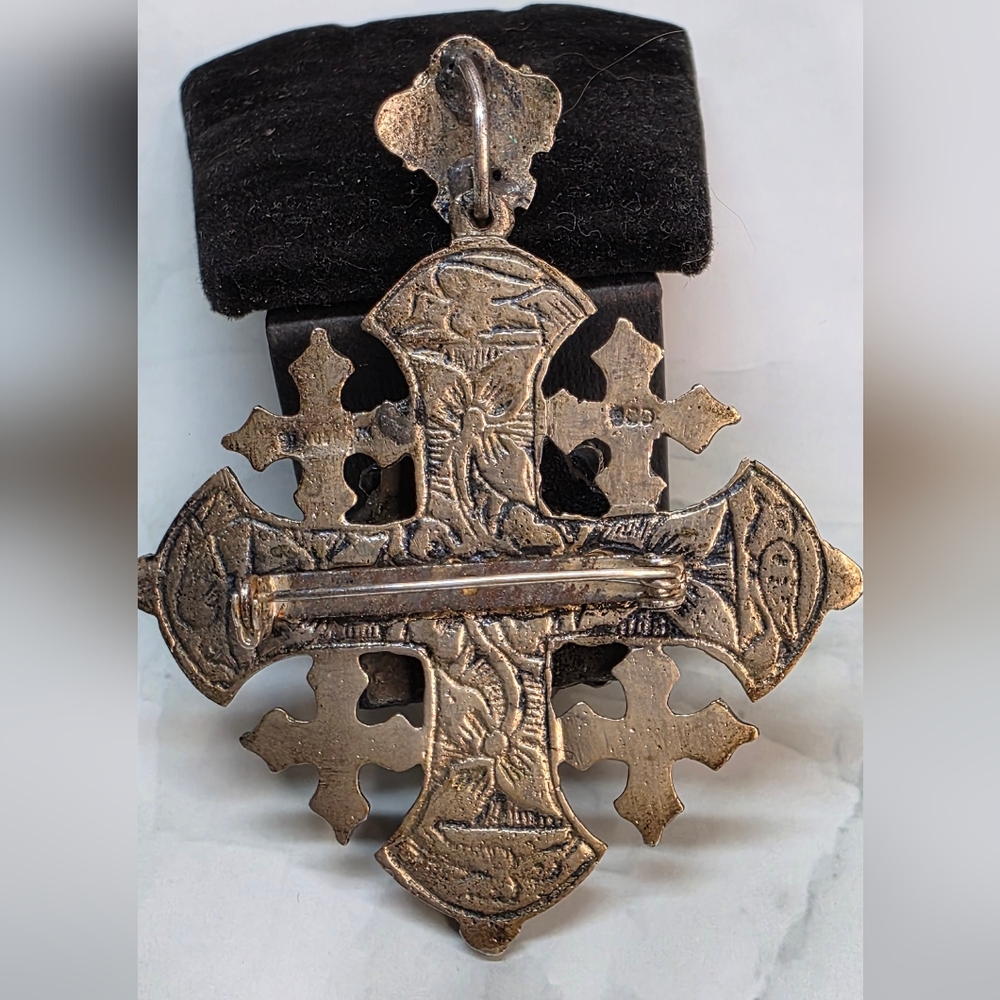 ANTIQUE CONTINENTAL 800 SILVER GOTHIC CROSS Brooch / Pendant | ca. 1900-1915 - Picture 7 of 12